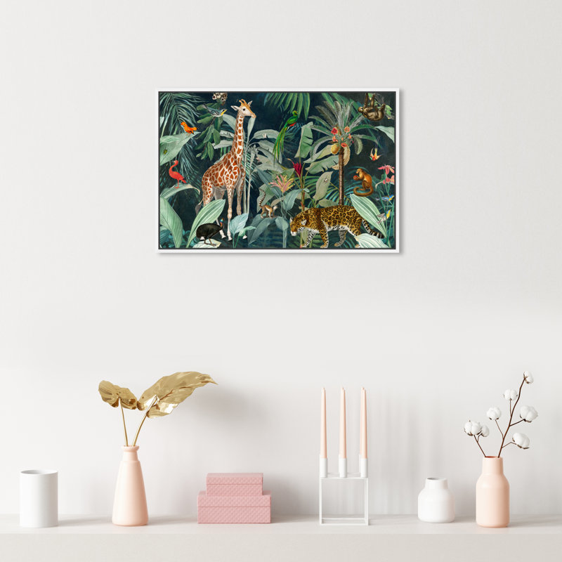 Jungle Reves - Impression sur toile, H 24 po x l 36 po, Toile encadrée, Blanc