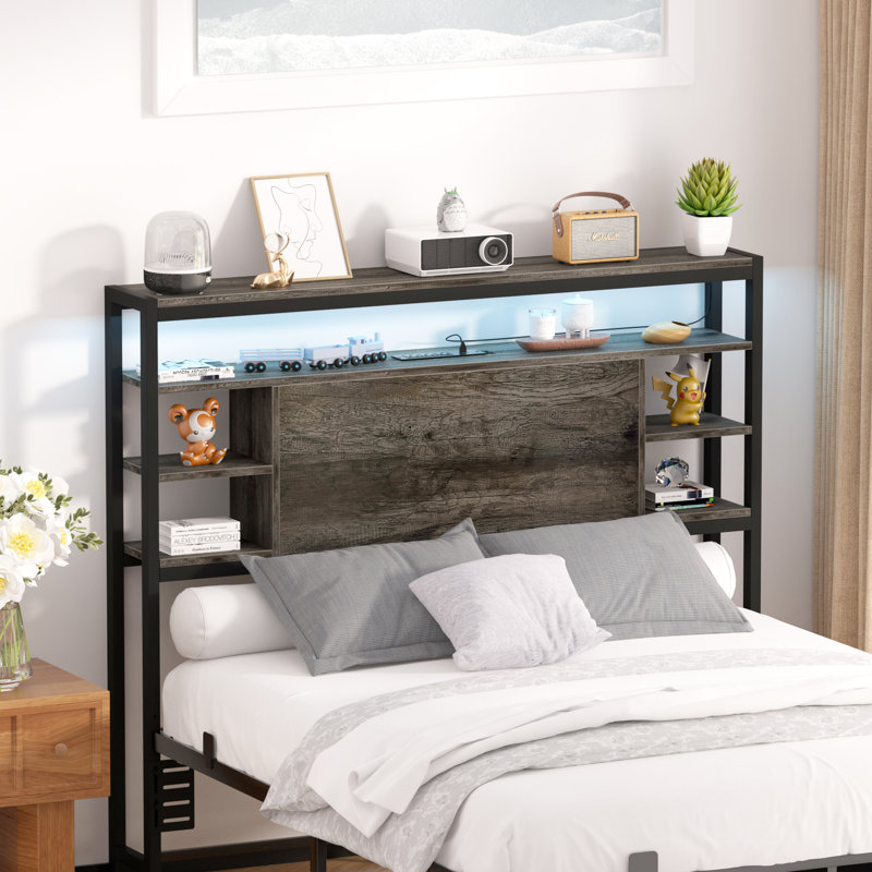 Tête de rangement avec lumières DEL et station de charge, Double TG, Gris