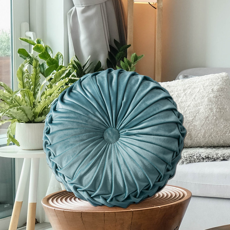 Lanajah Round Pillow Cover & Insert, Lake Blue