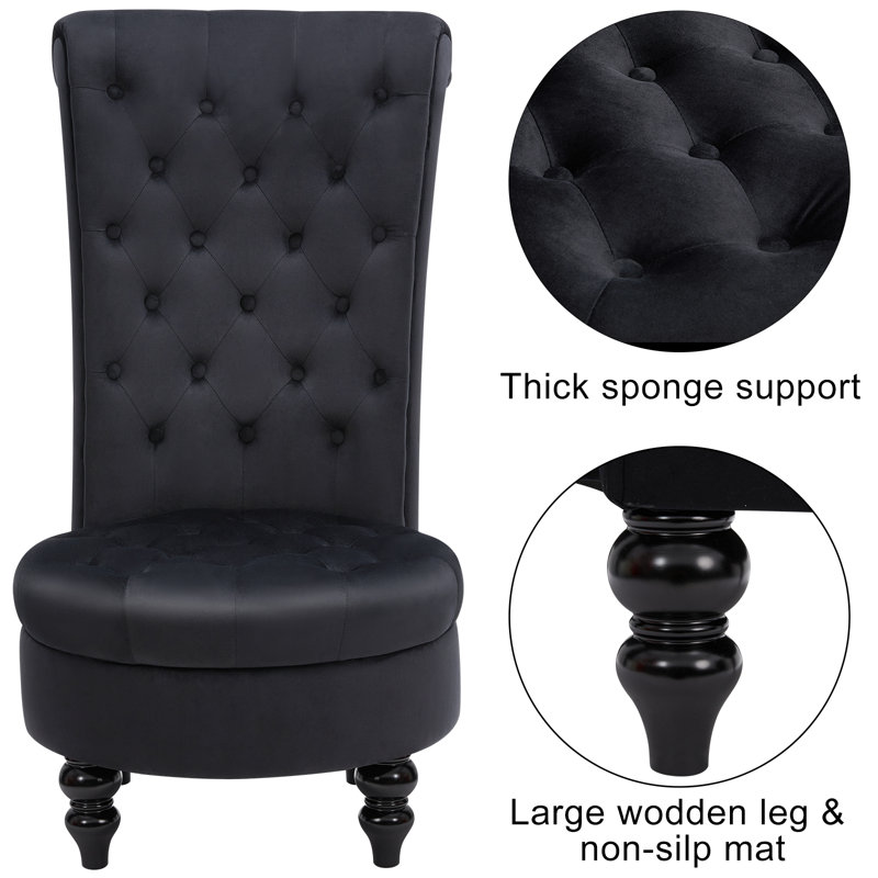 Annig Velvet Side Chair, Black Velvet