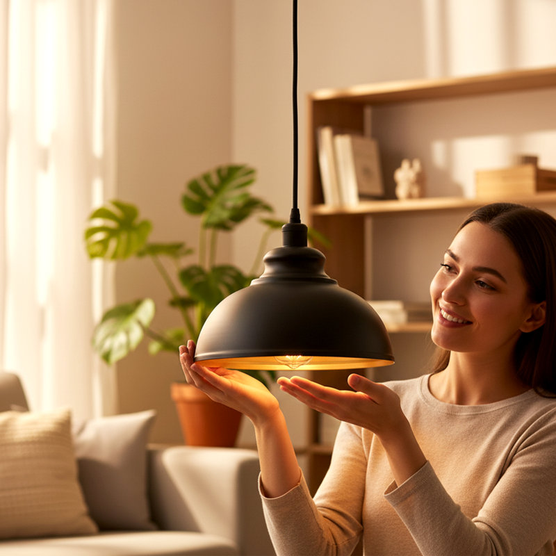 1 - Light Dome Pendant, Yes, Black inner Gold