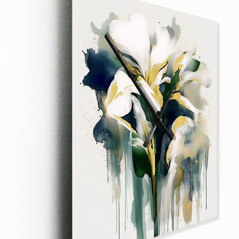 Green Impression Of Iris - Floral Wall Clock, Small