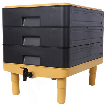 3-Tray Worm Farm Kit,65L Worm Composter For Vermicomposting Starter, Indoor & Outdoor Worm Composter, Worm Compost Bin For Recycling Food Waste
