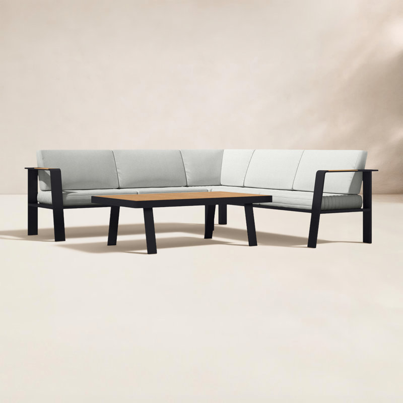 Raven 4 - Person Modular Patio Conversation Set with Cushions, Taupe