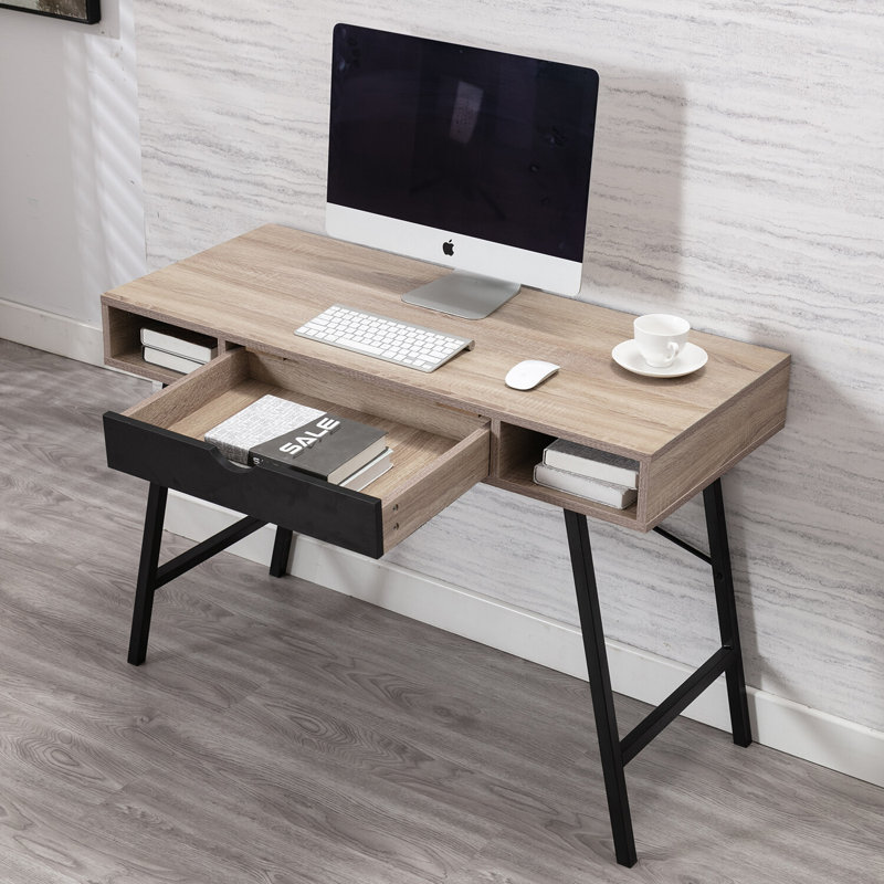 Bureau de jeu réversible avec huche Mccune, Noyer / Noir, H 30 po x l 19 po x P 43,3 po