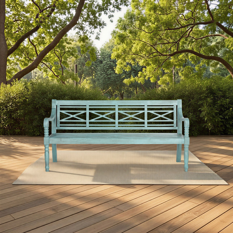 Banc de jardin en bois Paull, Bleu maisonnette de plage