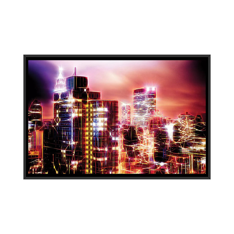 «City of Light», impression sur toile, H 18 po x l 26 po x P 1,5 po, Toile avec cadre noir, Pas de tapis