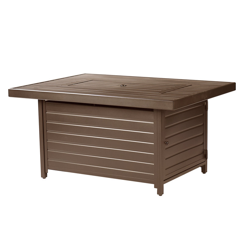 Yahya Rectangle Aluminum Propane Fire Pit Table, Brown