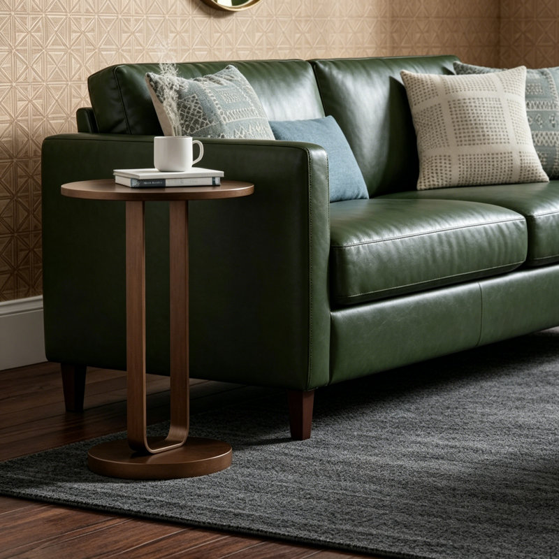 Table d'appoint ronde en bronze antique Tareel avec piédestal ovale unique, parfait pour un décor moderne et traditionnel.