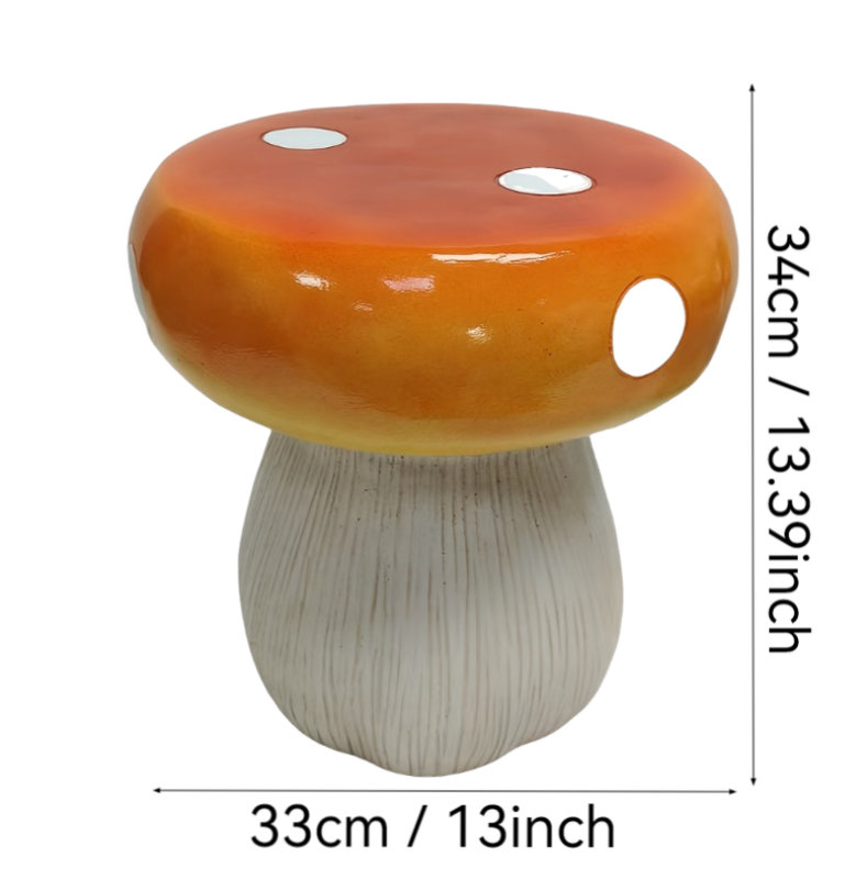 Statue modèle champignon, tabouret de jardin extérieur en résine, tabouret modèle surdimensionné à base de forêt 13,8 pouces, tabouret d'intérieur Courtyard
