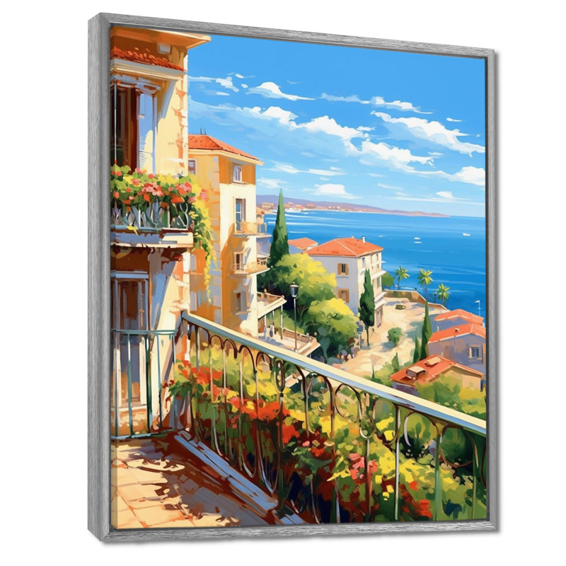 Beaux paysages en Italie - décoration murale Italie, H 32 po x l 24 po x P 1 po, Encadrement argenté