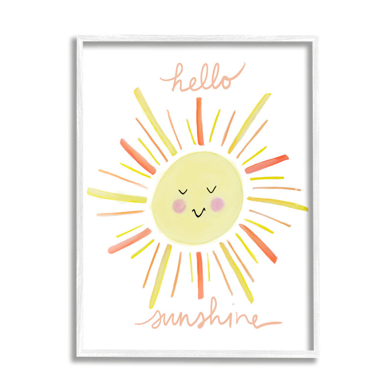 «Hello Sunshine Endearing Souriant Sun Rays Cursive» par Anna Whitham - impression, L 24 po x H 30 po