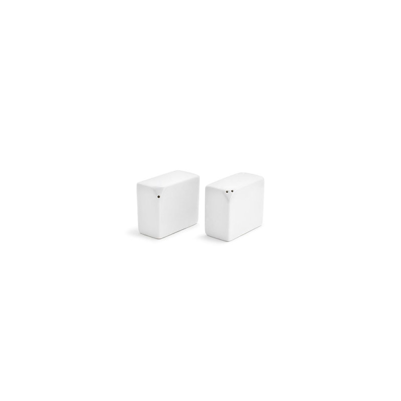 White Porcelain Rectangular Salt and Pepper Shaker Set