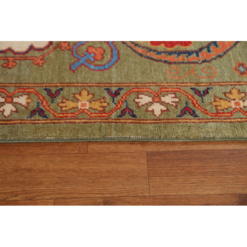 Tapis unique en laine noué à la main 6 pi 8 po x 9 pi 8 po nouvel âge en vert / rouge / bleu