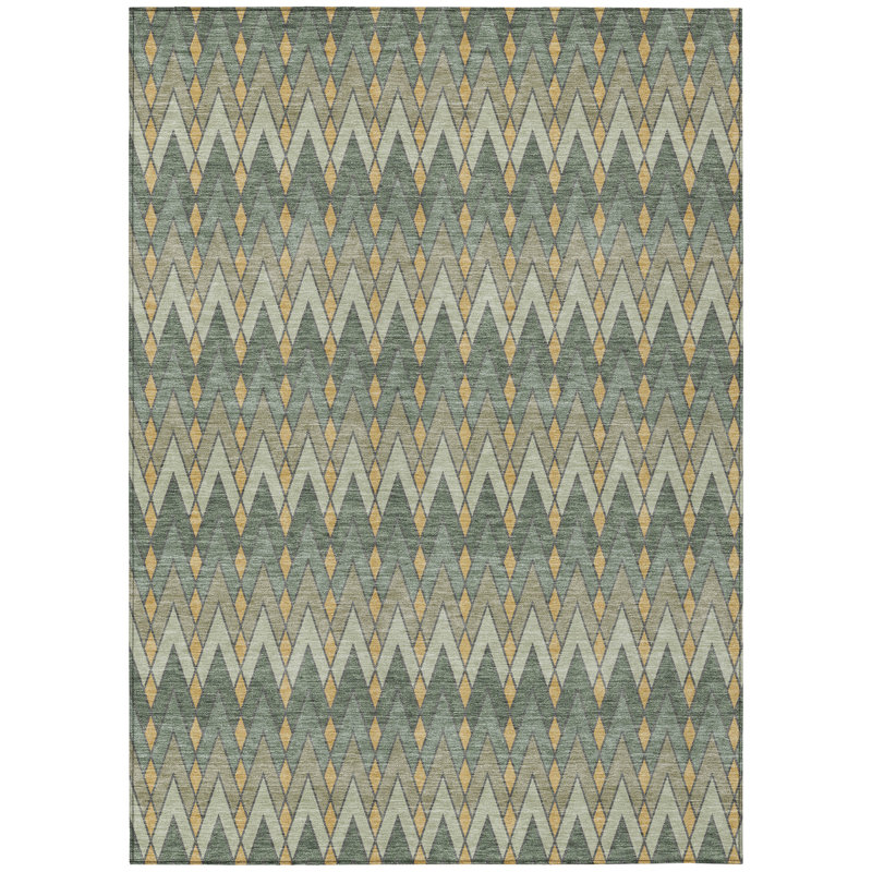 Machine Washable Indoor/Outdoor Chantille ACN2558 Geometric Rug, Basil, 9' x 12'