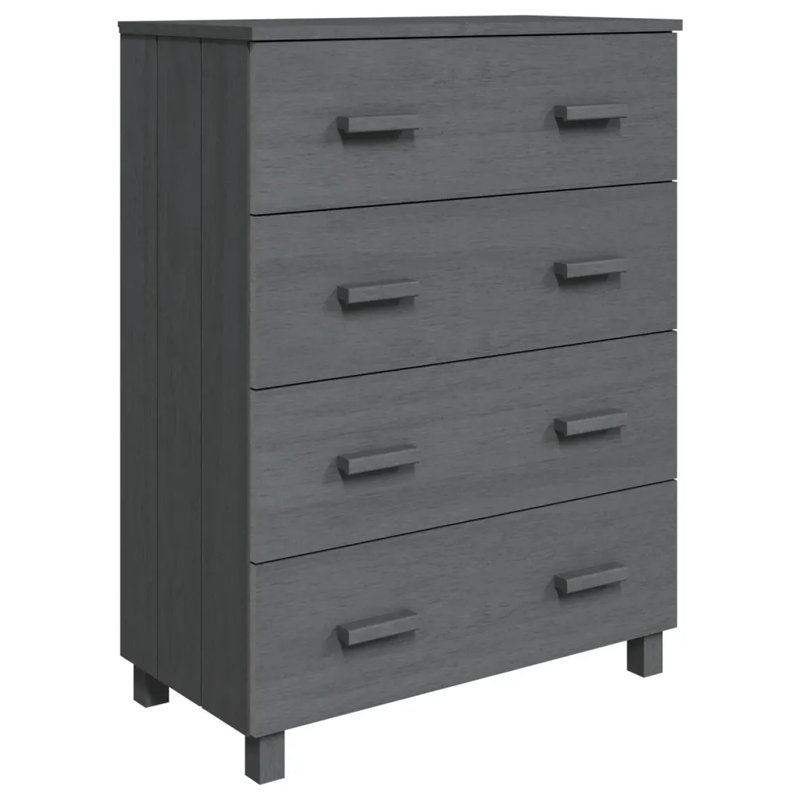 Ebern Designs Solid Pine Wood Sideboard, Dark Grey
