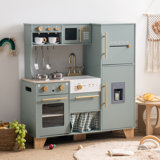 Wooden Play Kitchen & Accessories Set, Preschool Kitchen Set, Modern Kitchen Playset