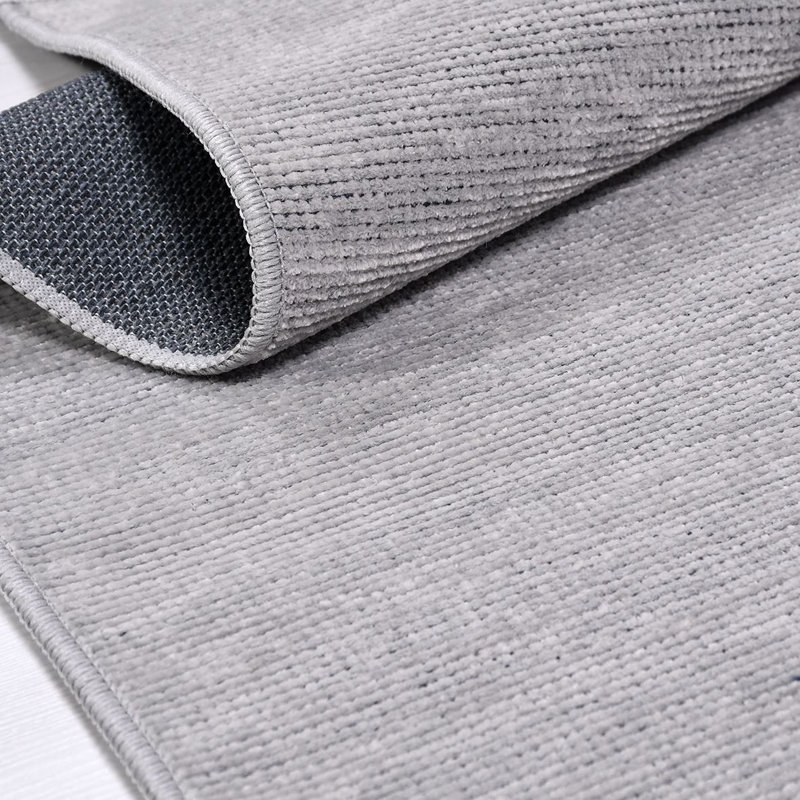 Tapis gris moderne lavable à la machine, Rectangle 4 pi x 5 pi 11 po