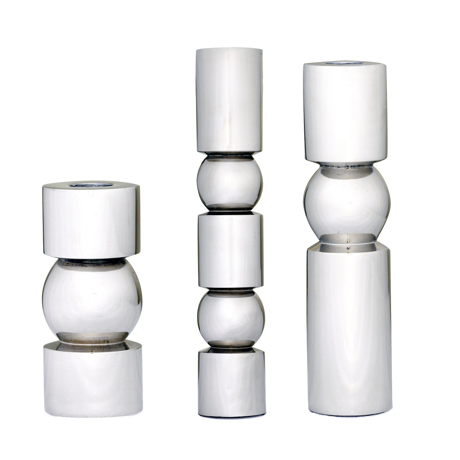 Aluminium Candle Holder Small Silver, 11" H x 2" W x 2" D