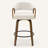 360° Swivel Mid-Century-Modern Walnut Bar Stool With Curved Upholstered Back-324509858