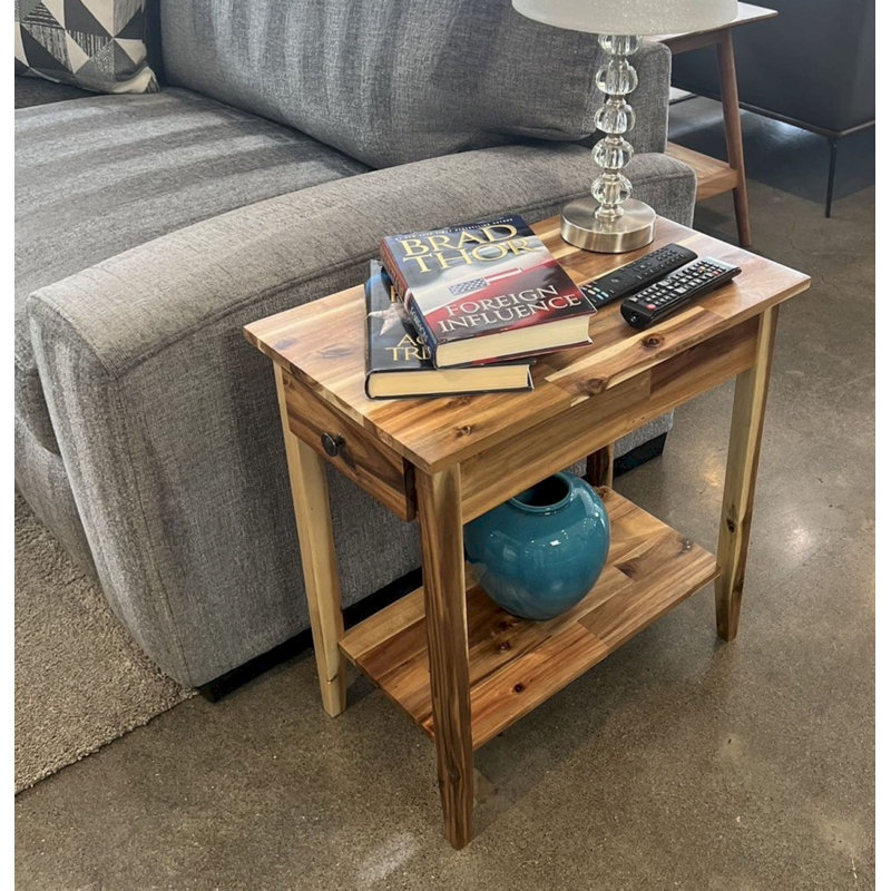 Aiydan Solid Wood End Table with Storage, Natural