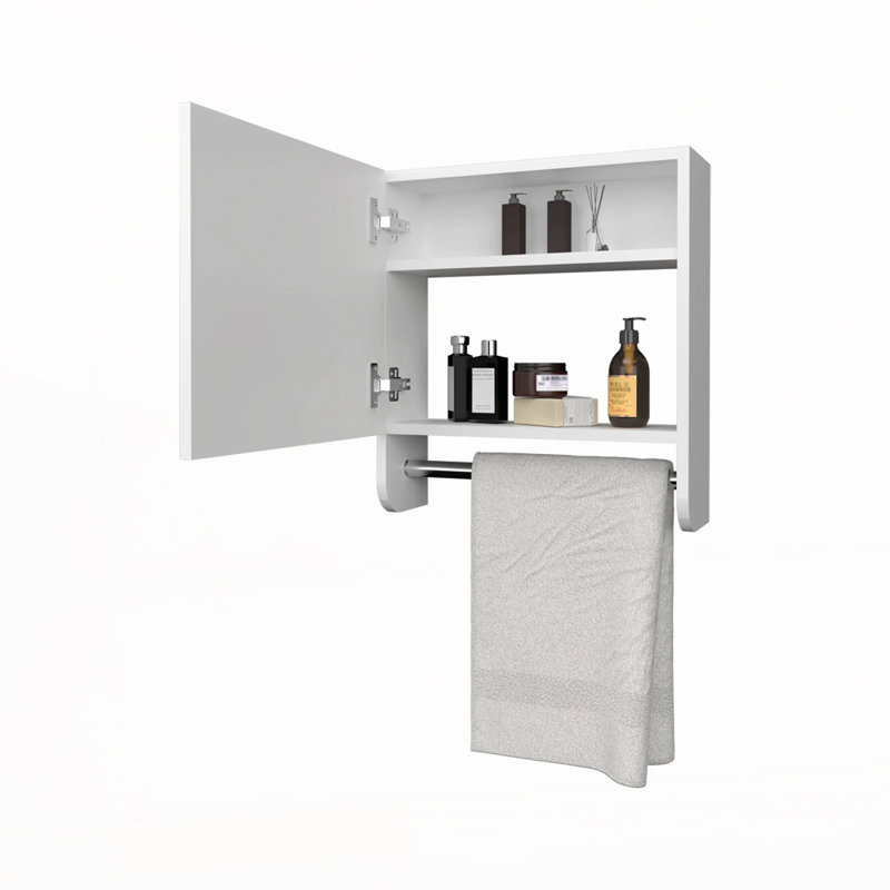 Pharmacie avec porte-serviettes et miroir inclus, Blanc
