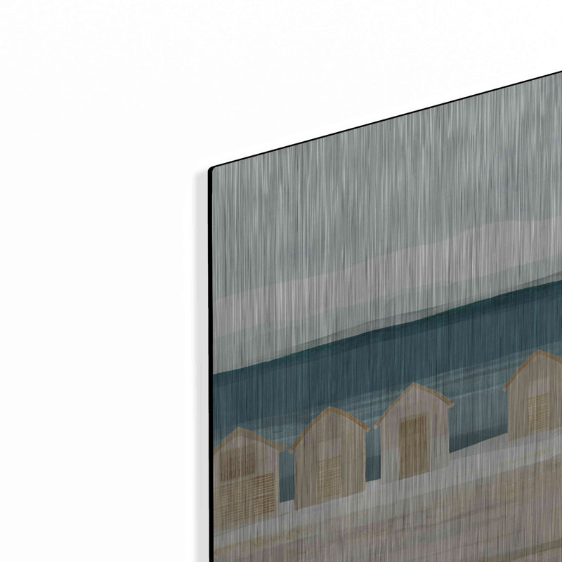 «Stone Bay Huts II» par Flora Kouta, art mural en métal, 24 po x 24 po