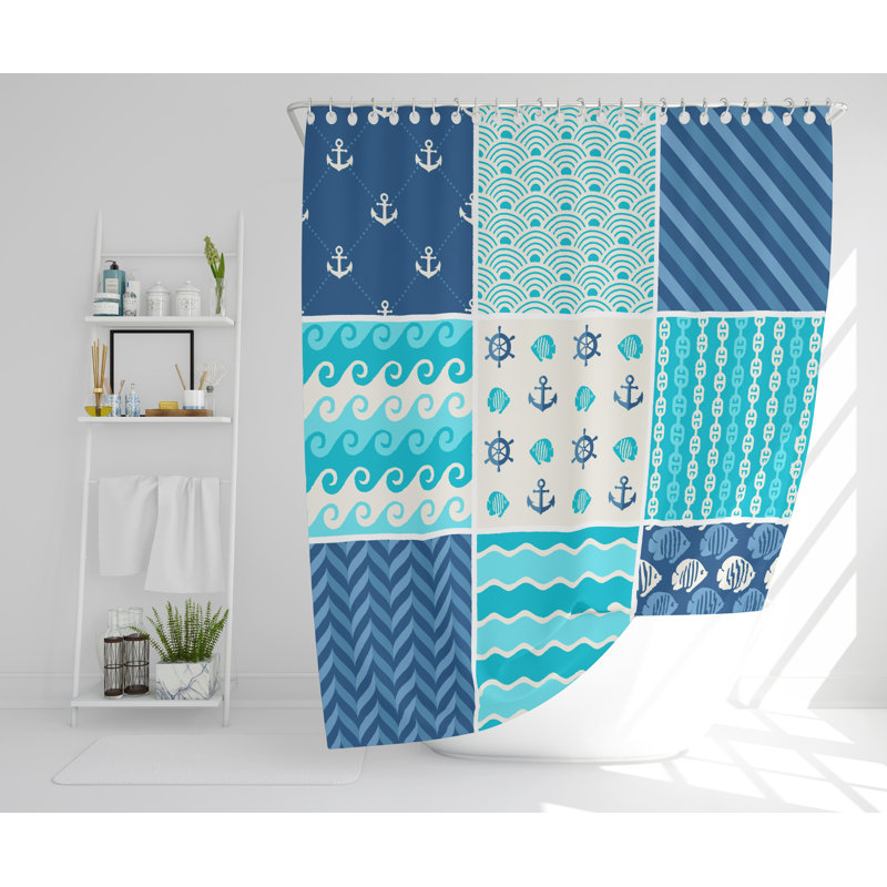 Judah 2 Piece Polyester Shower Curtain Set, 168cm H x 168cm W