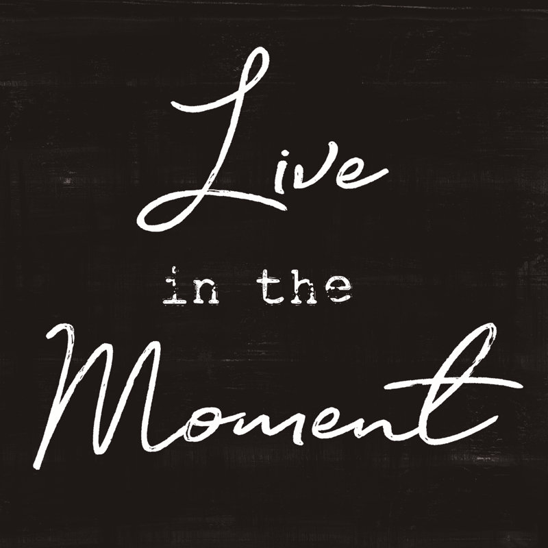 Live In The Moment Black - Wrapped Canvas Print, 51cm H x 51cm W x 3.8cm D
