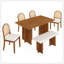 Ensemble de table de salle à manger à piédestal moderne 6 pièces, 4 chaises de salle à manger en rotin-1771305548