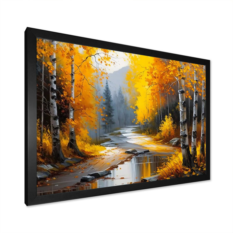 Chemin dans la forêt jaune II - reproduction d'art sur toile, H 24 po x l 32 po x P 1 po