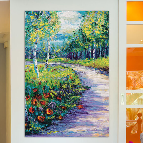 Chemin rayonnant, reproduction d’art sur toile tendue, H 12 po x l 8 po x P 0,75 po