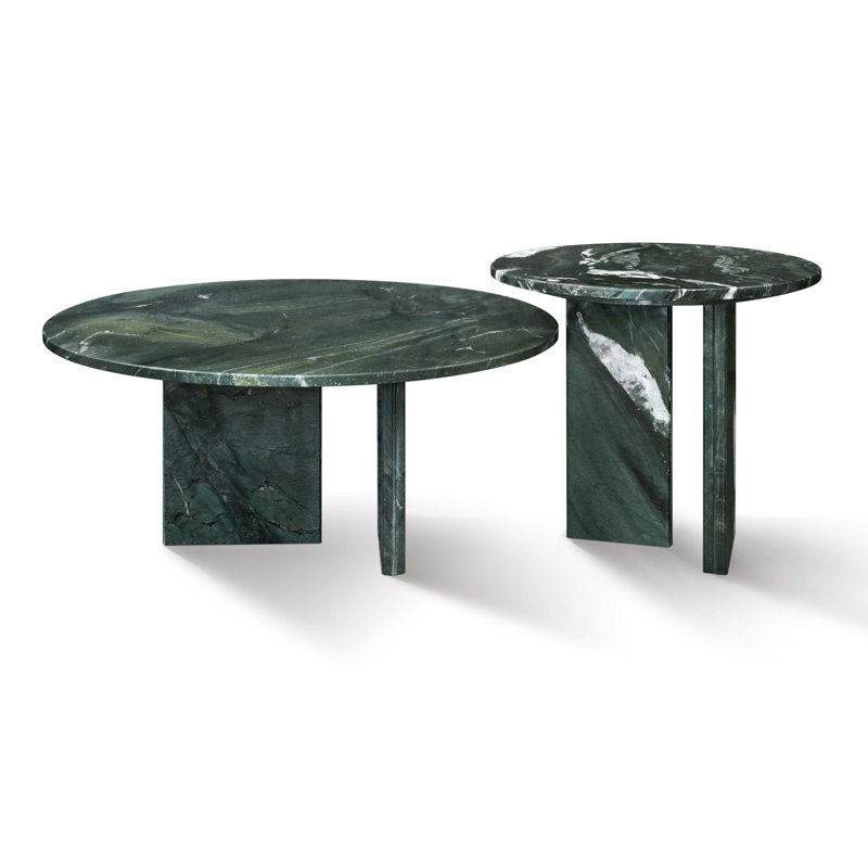 Ensemble de tables basses en marbre naturel, Vert