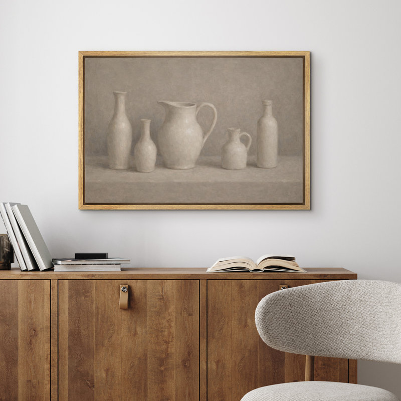 Neutre en céramique bouteilles, minimaliste, nature morte, arrangement encadré sur toile, chambre principale, reproduction d'art
