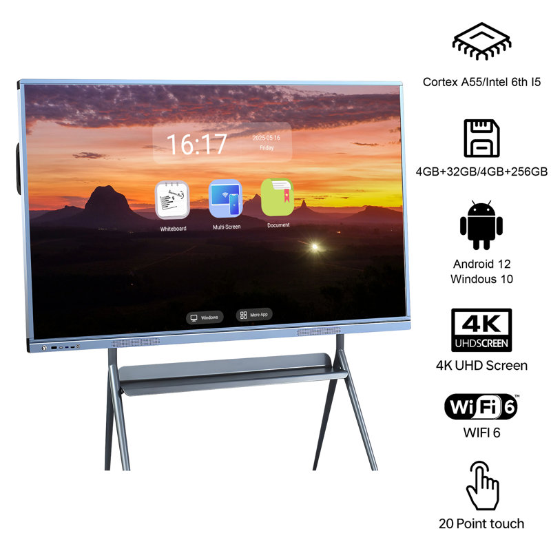 Tableau blanc interactif JYXCN de 55 pouces, écran tactile tactile de 1 080p pour éducation et conférence