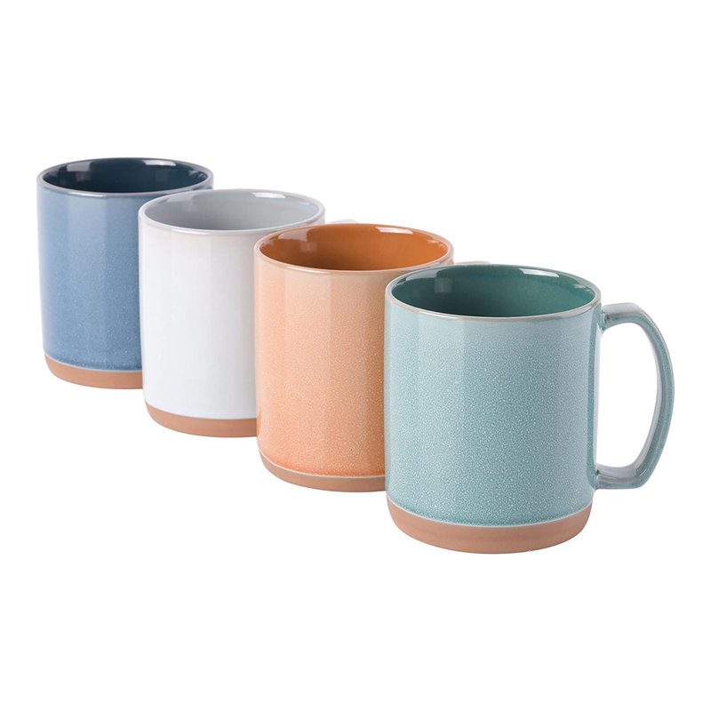 Assorted Color Ceramic 18.5 OZ Mug Set with Glossy Finish