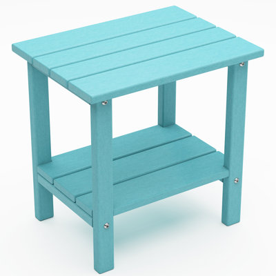 2-Tier Adirondack Outdoor Side Table, All-Weather HDPE Patio End Table