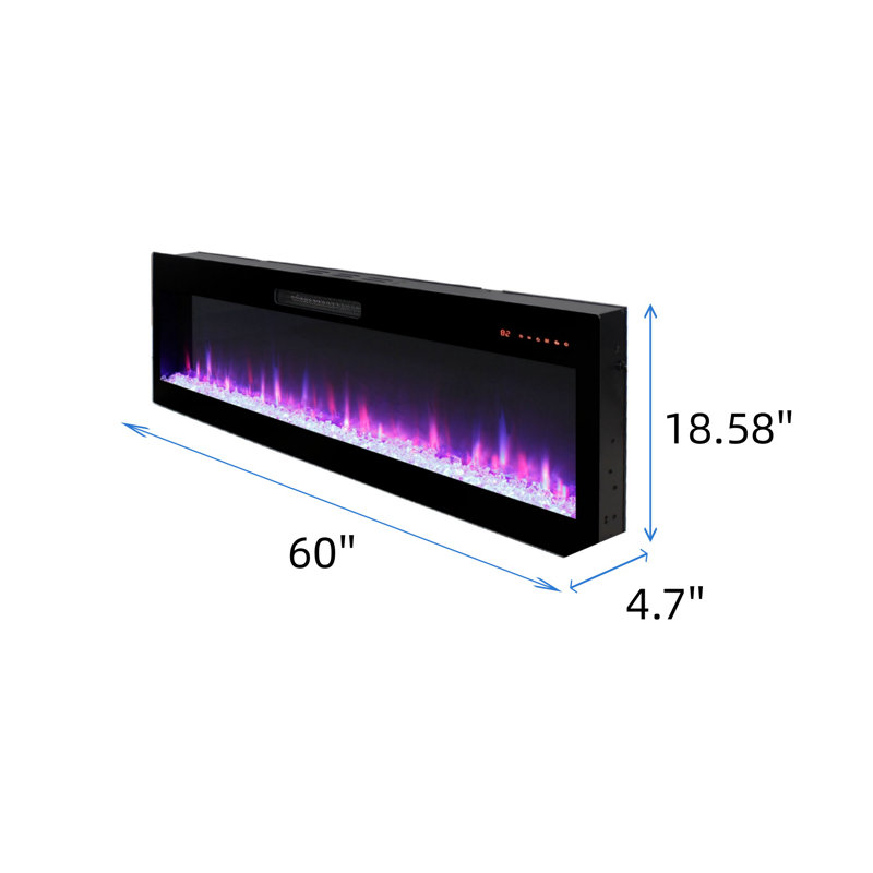 Smart 60" Wifi Electric Wall-mounted Fireplace Heater, 18.58" H x 60" W x 4.7" D