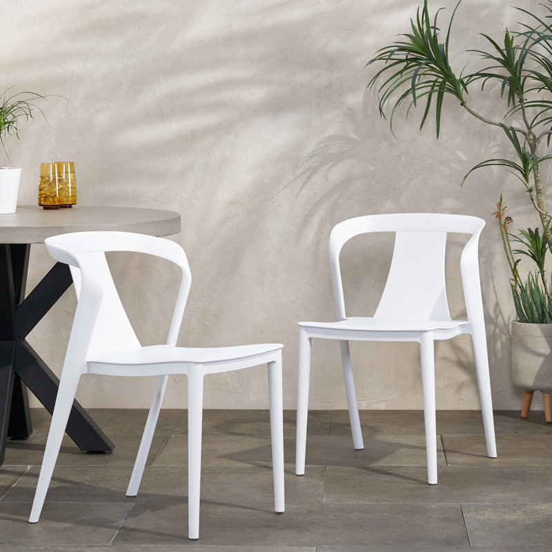 Chaise pour l'extérieur, polypropylène blanc, résistant aux intempéries, 19,16 po de profondeur, 22,11 largeur, 31,15 hauteur, 9,95 lb, espaces extérieurs à structure unique, style produit