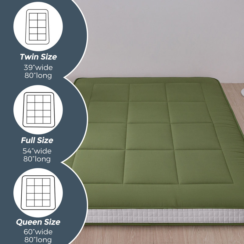 Kumari 6'' Thick Floor Futon Mattress, Queen, Green