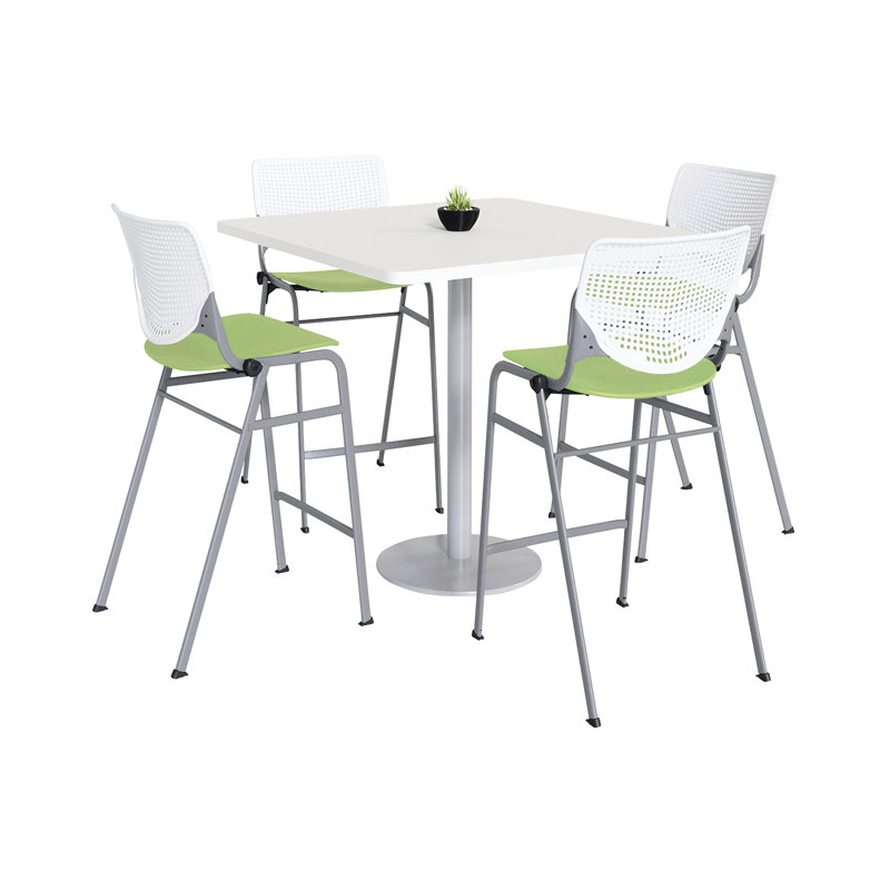 Ensemble de table de salle à manger et chaise Kool L 42 po, H 41 po x L 36 po x l 36 po, Blanc / limette, Blanc