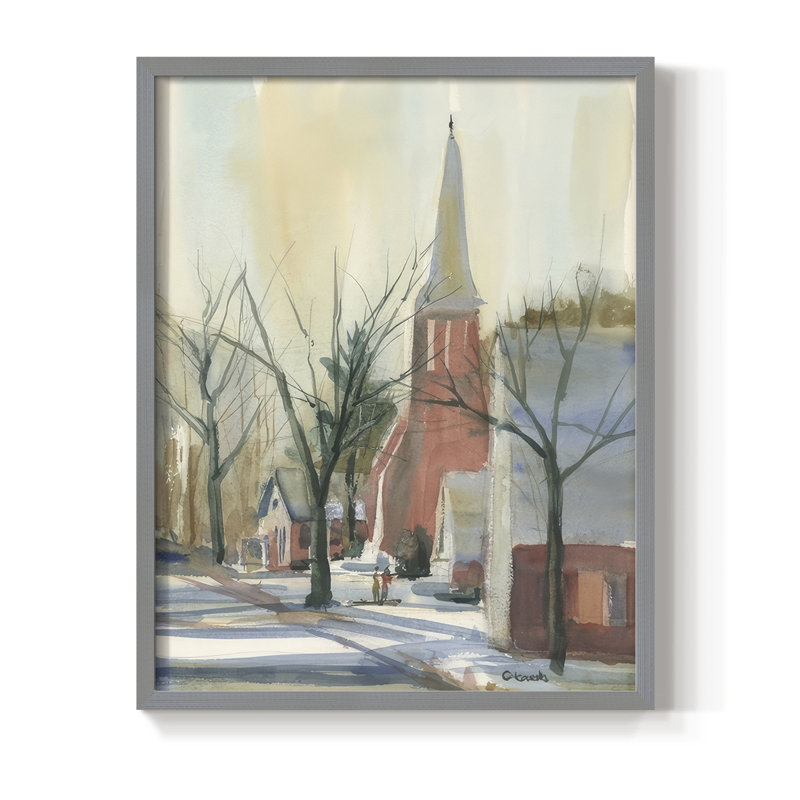 New England Main Street, reproduction encadrée - bois massif, Gris, H 30 po x l 24 po
