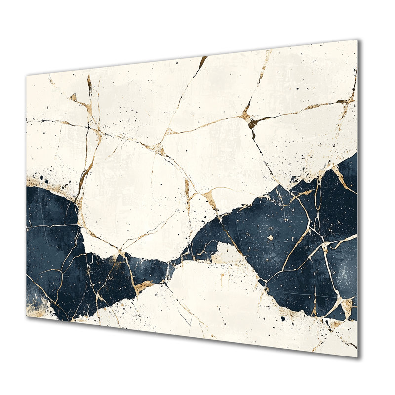 White Luxury Of Abstract Marble I - Modern Metal Wall Decor, Marble Wall Decor Metal Print, 34" H x 44" W x 0.84" D