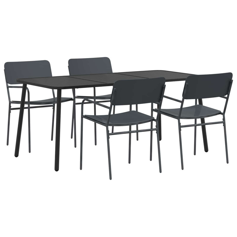Steel Patio Dining Set Table,, 5, 72 cm H x 165 cm W x 80 cm D, 4