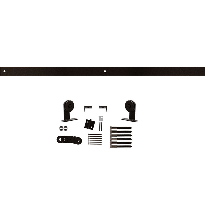 Economy Arch Bronze Straight Top Barn Door Hardware Set, 72 Inches