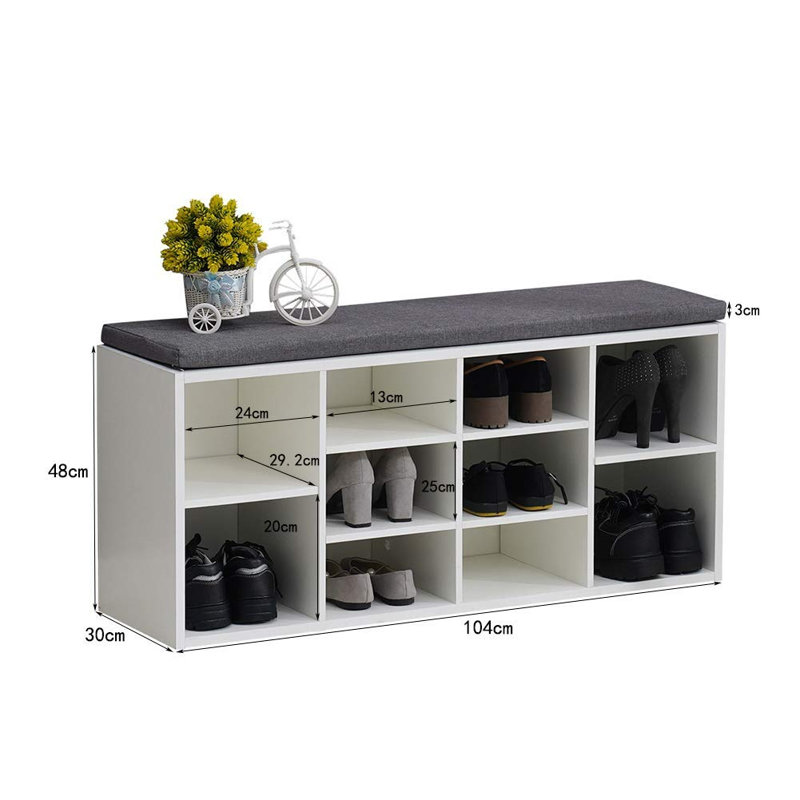 10 Pair Shoe Storage Bench