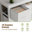 Commode 16 tiroirs pour chambre à coucher, commode haute avec tiroirs de rangement en tissu-1050114693