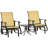 3 Piece Bistro Set Tempered Glass Beige Outdoor Gliders Set With Steel Frame, Top Table For Patio Garden Backyard Lawn-256110580