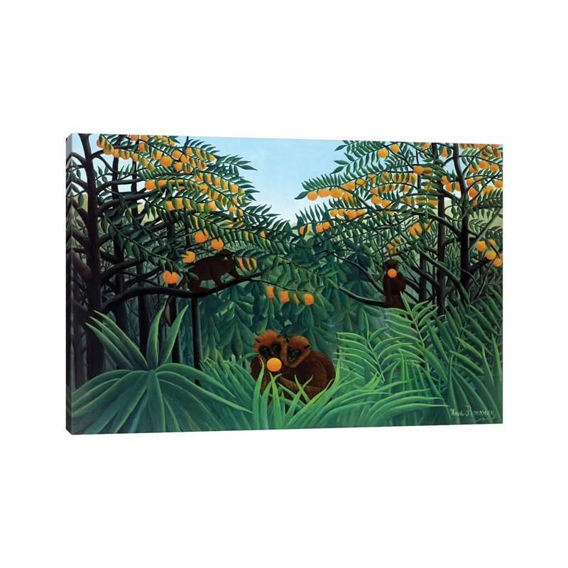 Monkeys In The Jungle, 1910 by Henri Rousseau - Wrapped Canvas Print, 152.5 cm H x 101.5 cm W