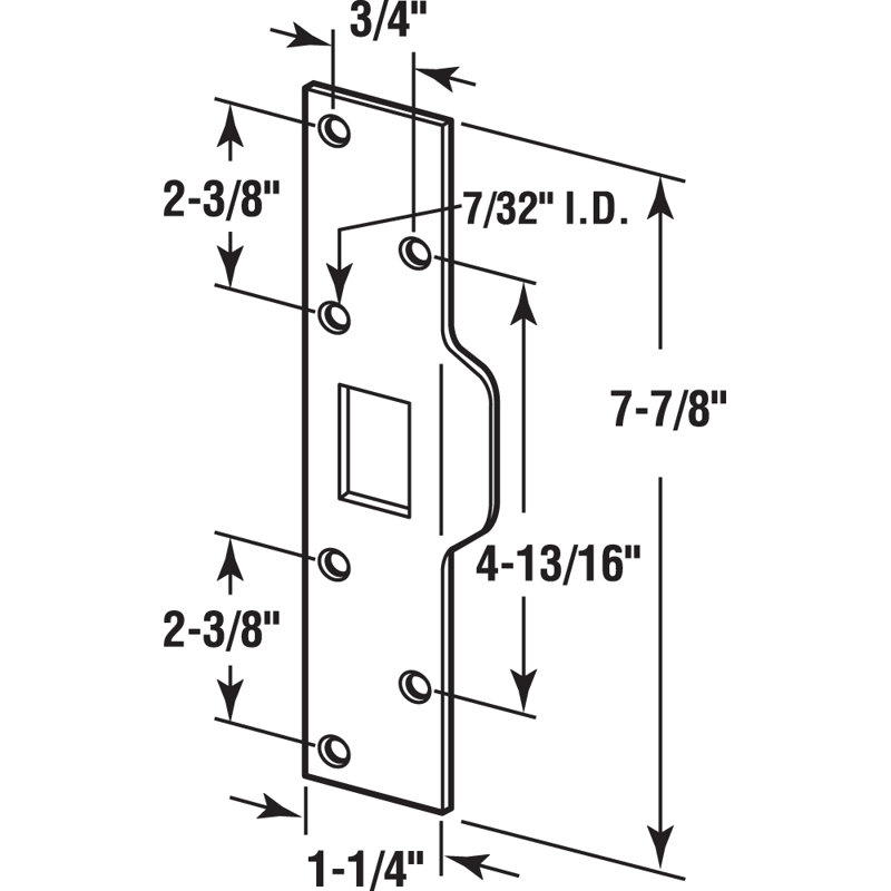 7-7/8 In. Chrome-Plated Steel Maximum Security Latch Strike With 3 In